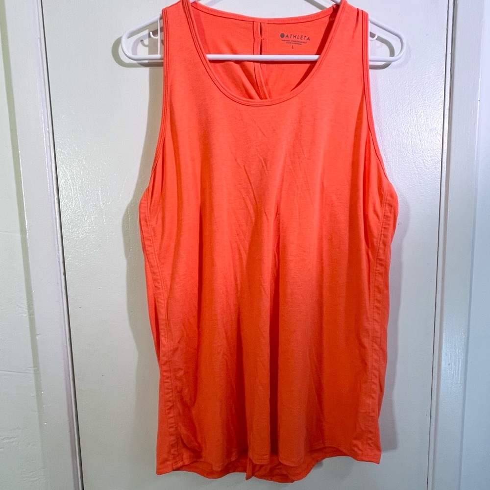 Athleta neon orange split back tank